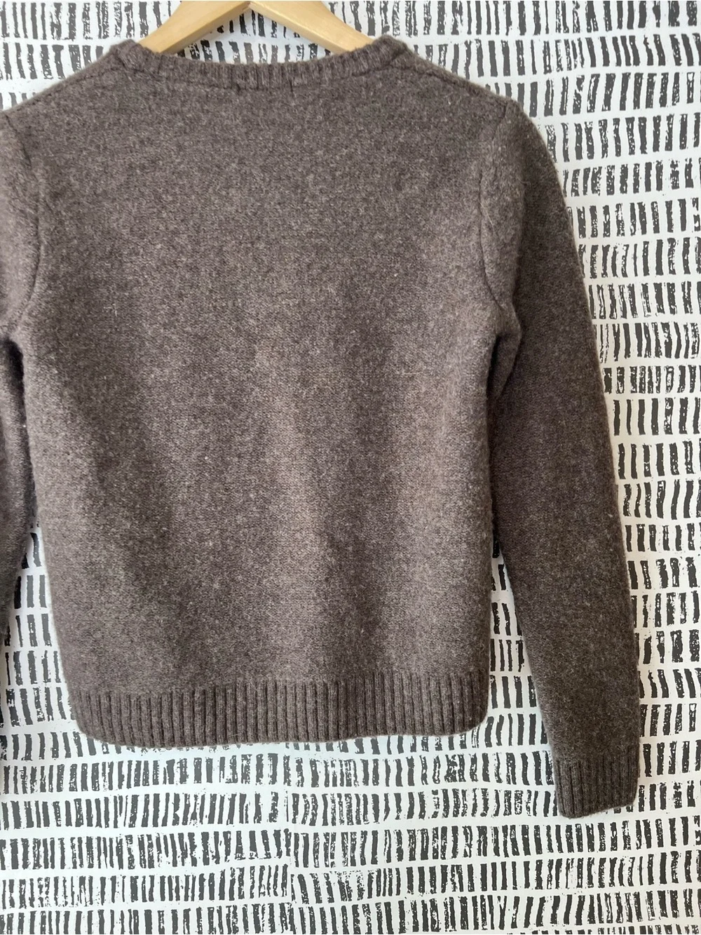 Uniqlo U Brown Wool Crewneck Sweater Chest Pocket Minimalist Knit Size M